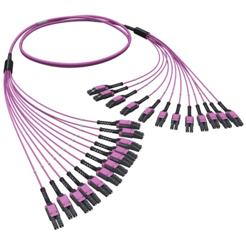 Оптическая разветвительная сборка 24ОВ 50/125 OM4, 12хLC Duplex Uniboot/12хLC Duplex Uniboot, 10м | код RNFLL24410 | DKC