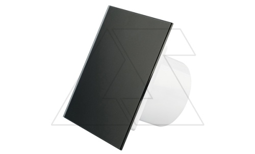 Вентилятор с декор. панелью dRim TS, O100мм, таймер откл., вал на подш., ~230В, 8Вт, 93м?/ч, стекло, черный матовый | код 100TS-C174 | airRoxy