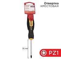 Отвертка крестовая PZ 1х75 мм, двухкомпонентная рукоятка REXANT | код 12-6414 | REXANT