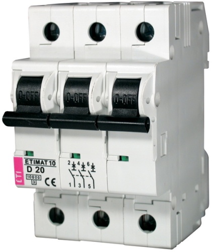 Автоматический выключатель ETIMAT 10 3p D 20А (10 kA) | код 002155717 | ETI