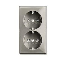 Розетка SCHUKO 16А 250В, двойная, с защитными шторками, серия Basic 55, цвет шампань | код 2CKA002021A0380 | ABB