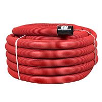 Труба гофр, двустенная ПНД/ПНД гибкая с протяжкой d110 мм (50 м) красная-Plast | код tg2st-110-50m | EKF