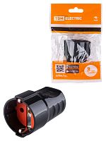 Кабельная розетка рифленая 2П+З 16А 250B черная TDM | код SQ1806-0212 | TDM