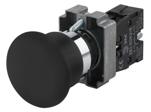 Кнопка LAY5-BC21 "Грибок" 1з BBG70-BC-K02E черн. | код Б0045640 | ЭРА Кнопка LAY5-BC21 "Грибок" 1з BBG70-BC-K02E черн. | код Б0045640 | ЭРА