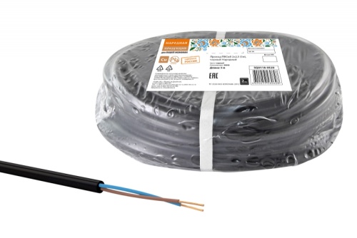 Провод ПВСмб 2х2.5 (5м) черный Народный ТРТС | код SQ0118-0520 | РЭМЗ ТМ
