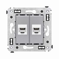 Телефонная розетка RJ-12 без шторки в стену двойная, Avanti, Закаленная сталь | код 4404614 | DKC