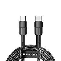 Кабель Type-C – Type-C, 5A, 100Вт, 2м, в черной нейлоновой оплетке REXANT | код 18-7073 | REXANT