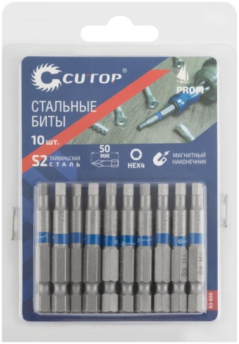 Биты стальные, 10 шт., Profi, HEX4, 50 мм | код 83-650 | FIT фото 3