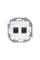 Розетка компьютерная двойная RJ - 45 кат. 5e (AMP), белый (20 шт.) , S15, SIMON | код 1591552-030 | SIMON