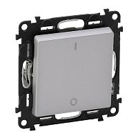 Valena LIFE.Выключатель двухполюсный 16АХ 250В с лицевой панелью.Винтовые зажимы.Алюминий | код 752602 | Legrand