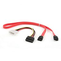 Комплект кабелей SATA Cablexpert CC-SATA, интерфейсный (48см) 7pin/7pin и питания (15см) 4pin/15pin, пакет | код CC-SATA | Cablexpert