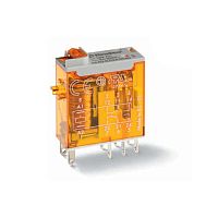 Миниатюрное промышленное электромеханическое реле, монтаж в розетку или наконечники Faston (2.5х0.5мм), 2СO 8A, контакты AgNi, катушка 6В DC, влагозащита RTII, опции: кнопка тест + мех.индикатор | код 465290060040 | FINDER