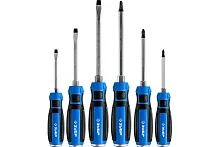 Набор: Отвертки ударные ''Профессионал'' ''УДАРНИК'', сквозной Cr-V стержень с усилит.под ключ, 2-хкомп.рук, магн.наконечник, в коробке, 6предм | код 25026 | ЗУБР