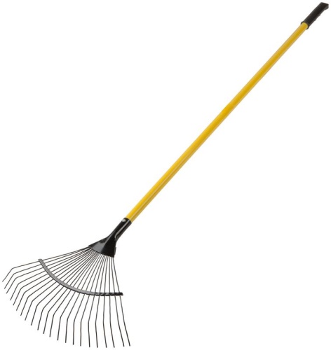 Грабли веерные проволочные с желтым металлизированным черенком, 22 зуба | код 76945 | РОС
