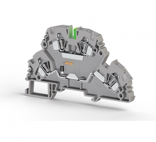 318 419, Клеммник 2-х ярусный пружинный, 4 мм.кв., с индикацией 48 VAC, (серый), YBK4-2 FLD 48VAC | код 0.0.0.3.18419 | KLEMSAN 318 419, Клеммник 2-х ярусный пружинный, 4 мм.кв., с индикацией 48 VAC, (серый), YBK4-2 FLD 48VAC | код 0.0.0.3.18419 | KLEMSAN