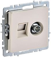 BRITE Розетка двойная TV+RJ45 кат.5E РТВ/РК12-БрКр бежевый | код BR-AK20-1-K10 | IEK