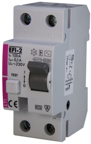 Реле дифференциальное (УЗО) EFI-2 100/0,1 тип AC (10kA) | код 002062533 | ETI
