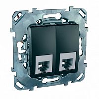 Розетка телефонная 2xRJ11 UNICA TOP, графит | код. MGU5.9090.12ZD | Schneider Electric