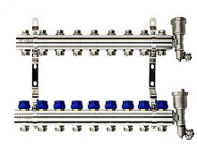 Коллекторная группа FHF-9R set 9 контуров 1' х 3/4' c воздухоотводчиками и кронштейнами | код 088U0709R | Ридан