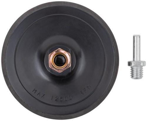 Диск шлифовальный с липучкой черный, гайка М14 + переходник для дрели, 125x10 мм | код 39627 | FIT фото 2