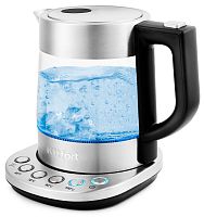 Чайник электрический Kitfort КТ-648 1л. 2200Вт нержавеющая сталь/черный корпус: стекло/металл/пластик | код 1137149 | KITFORT