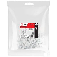 Скоба пластиковая крепежная плоская 5 мм белая NO-224-581 (50 шт/уп) | код Б0066614 | ЭРА