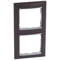 VALENA Рамка 2 поста вертикальная темное дерево/серебро | код 770376 | Legrand