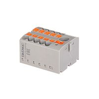 Блок распределительный, зажим push-in, 1 ввод 6 кв.мм, 10 точек подключения 2,5 кв.мм, красный | код DTP1-110-104SPUR | DKC