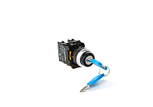 PB0-AG33-P Переключатель с ключом, с фиксацией, 3 положения 1-0-2, 2NO.(Черный) | код PB0-AG33-P | Plastim