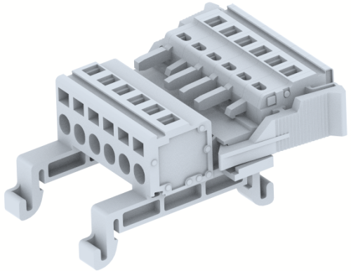 Разъем на 6 полюсов штепсельного типа, монтаж на DIN-рейку TS 35, шаг 5,08 мм DPSC5.08WF-6W(G) | код 2302030600 | Elmex