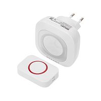 Беспроводной дверной звонок в розетку мигающий 36 мелодий IP44 (белый/серый) REXANT | код 73-0090 | REXANT