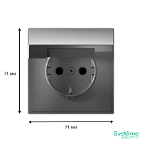 ARTGALLERY РОЗЕТКА с заземл. со шторк. с крышк., 16А, IP20, механизм, быстрозажимные клеммы, сталь | код GAL000946S | Systeme Electric