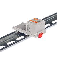 Блок распределительный с вертикал. адаптером на рейки шир. 15/35мм зажим push-in 1 ввод 6кв.мм 4 точки подключения 2.5кв.мм сер. DKC DTP1-104-104SPUG-V