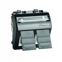 Компьютерная розетка двойная RJ45 кат.5e, Brava, черная, 2мод | код 77656N | DKC