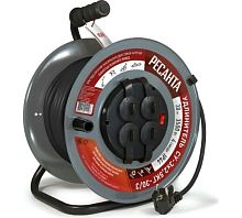 Удлинитель силовой на металлической катушке, СУ-3х2,5КГ-30/3 (с выкл., 4 розетки, IP44) Ресанта, , Шт | код 61/118/9 | РЕСАНТА