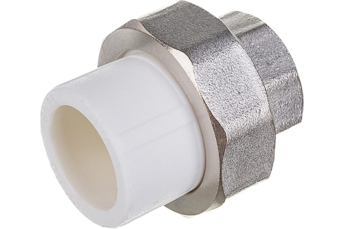 Муфта УСИЛЕННАЯ комб.разъём.(американка) с внутренней резьбой 20х1/2" белая | код 10155015У | VALFEX
