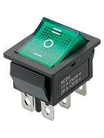 KCD4-203N 250В AC/DC, 2P, 15А, (6с), ON-OFF-ON, с нейтралью, черный корпус, зеленая клавиша, LED TDM | код SQ0703-0052 | TDM
