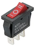 KCD1-103 250В AC/DC, 1P, 6А, (3с), ON-OFF-ON с нейтралью, черный корпус, красная клавиша, Mini TDM | код SQ0703-0049 | TDM