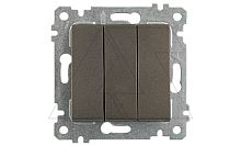 Rita - Выключатель трехклавишный, пруж. зажимы, дымчатый | код 2200-409-0195 | Mutlusan