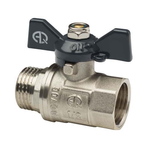 Кран шаровой ВН 3/4 бабочка никелированный (1159) | код 01159 | AQUALINK Кран шаровой ВН 3/4 бабочка никелированный (1159) | код 01159 | AQUALINK