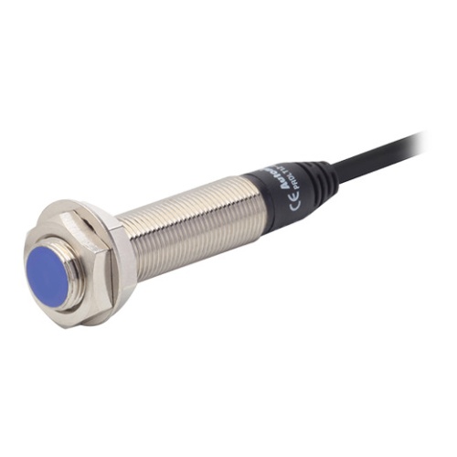 Датчик индуктивный, Sn=4мм, выход PNP NO, частота срабатывания 500Гц, Uпит. 12…24V DC, удлиннённый цилиндрический корпус M12 (никелированная латунь) с кабелем 2м, монтаж заподлицо, IP67 | код PRDL12-4DP | AUTONICS