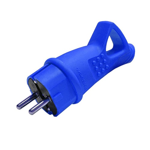 Вилка электрическая 1ф 16А 250В IP44 с заземл. с ушком каучук син. (еврослот) | код. 3040 | Universal Вилка электрическая 1ф 16А 250В IP44 с заземл. с ушком каучук син. (еврослот) | код. 3040 | Universal