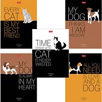 Тетрадь А5, 48 л., HATBER, скоба, клетка, матовая ламинация, Умные звери (5 видов в спайке), 48Т5лтВ1 | код 113814 | HATBER