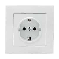 Валенсия розетка 1-местная с/з 16А белая с защ, штор, PROxima | код EWR16-028-10 | EKF
