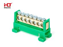 Шина N ноль на DIN-изол тип Стойка ШНИ-6х9-7-Зеленый HLT | код 081-03-070 | HLT