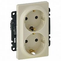 Розетка двухместная VALENA LIFE, скрытый монтаж, с заземлением, слоновая кость | код. 753227 | Legrand