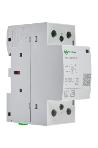 KM1.10.0.230.63 Модульный контактор 1НО контакт 63А (~/= 230В AC/DC) | код KM110023063 | РЕЛЕОН