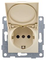 Розетка 1-м СП Ugra 16А 250В с заземл. защ. шторки с крышкой механизм беж. | код С11Р91-003 | GUSI