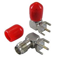 Разъём высокочастотный RUICHI SMA-JR, гнездо на плату, прямой угол | код 64941 | Ruichi