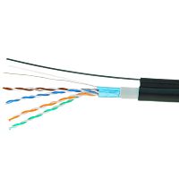 Кабель Cablexpert, FTP5e, 4 пары, 0.52 мм, медь, однож., экран, 305 м, для внешней прокладки с тросом, Fluke Test, черный | код FPC-5051E-SO-OUTR | Cablexpert